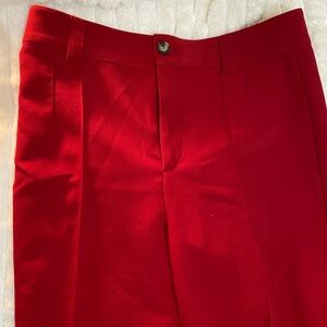 Red Pleated Dress Pants
